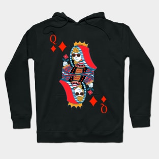 Queen of Diamonds Poker Card Hoodie